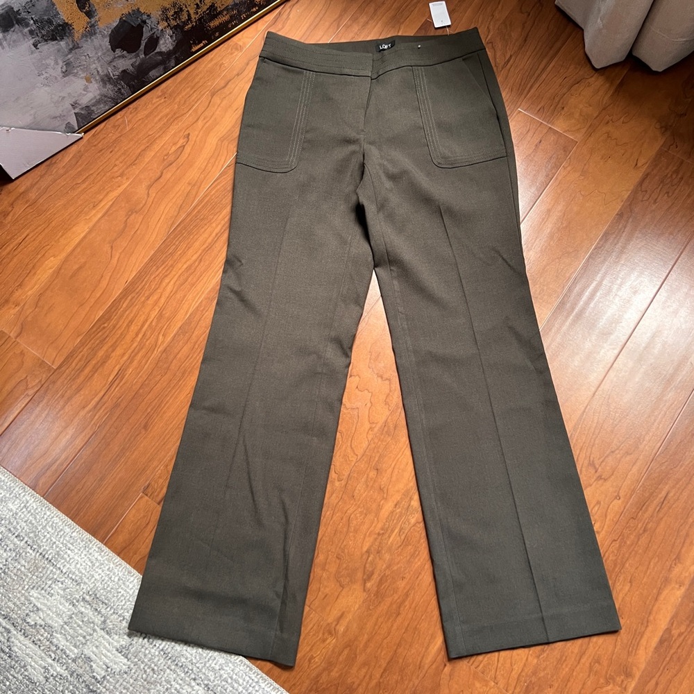 NWT Loft Women's Size 6 Dress Trousers, Olive Green